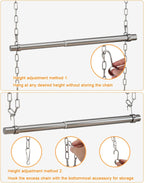Hanging Closet Rod, Adjustable Width and Height Closet Rods Extender, 17-40inch Heavy-Duty Stainless Steel Bar, Space-Saving Closet Rod Hanging Clothes, 1Pack(Silver)