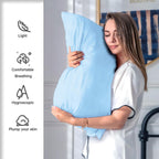 Mulberry Silk Pillow Cases for Hair and Skin Queen Size Silk Pillowcase with Zipper Soft Breathable Smooth Cooling Satin Silk Pillow Covers for Sleeping (Sky Blue,20"X 30",1Pcs)