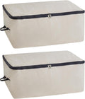 Canvas Storage Bags for Comforters and Blankets - X-Large Zippered Storage Bags for Blankets, Comforters, and Clothes - Easy Storage Under Bed, 100% Cotton, Breathable with Carrying Straps (2 Bags)