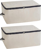 Canvas Storage Bags for Comforters and Blankets - X-Large Zippered Storage Bags for Blankets, Comforters, and Clothes - Easy Storage Under Bed, 100% Cotton, Breathable with Carrying Straps (2 Bags)