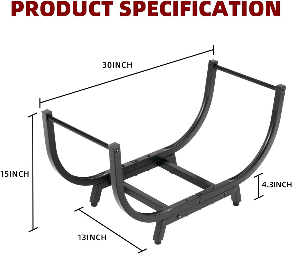 30INCH Firewood Rack for Outdoor&Indoor,Heavy Duty Stable Log Holder for Fireplace Wood,Durable Metal Wood Storage Rack
