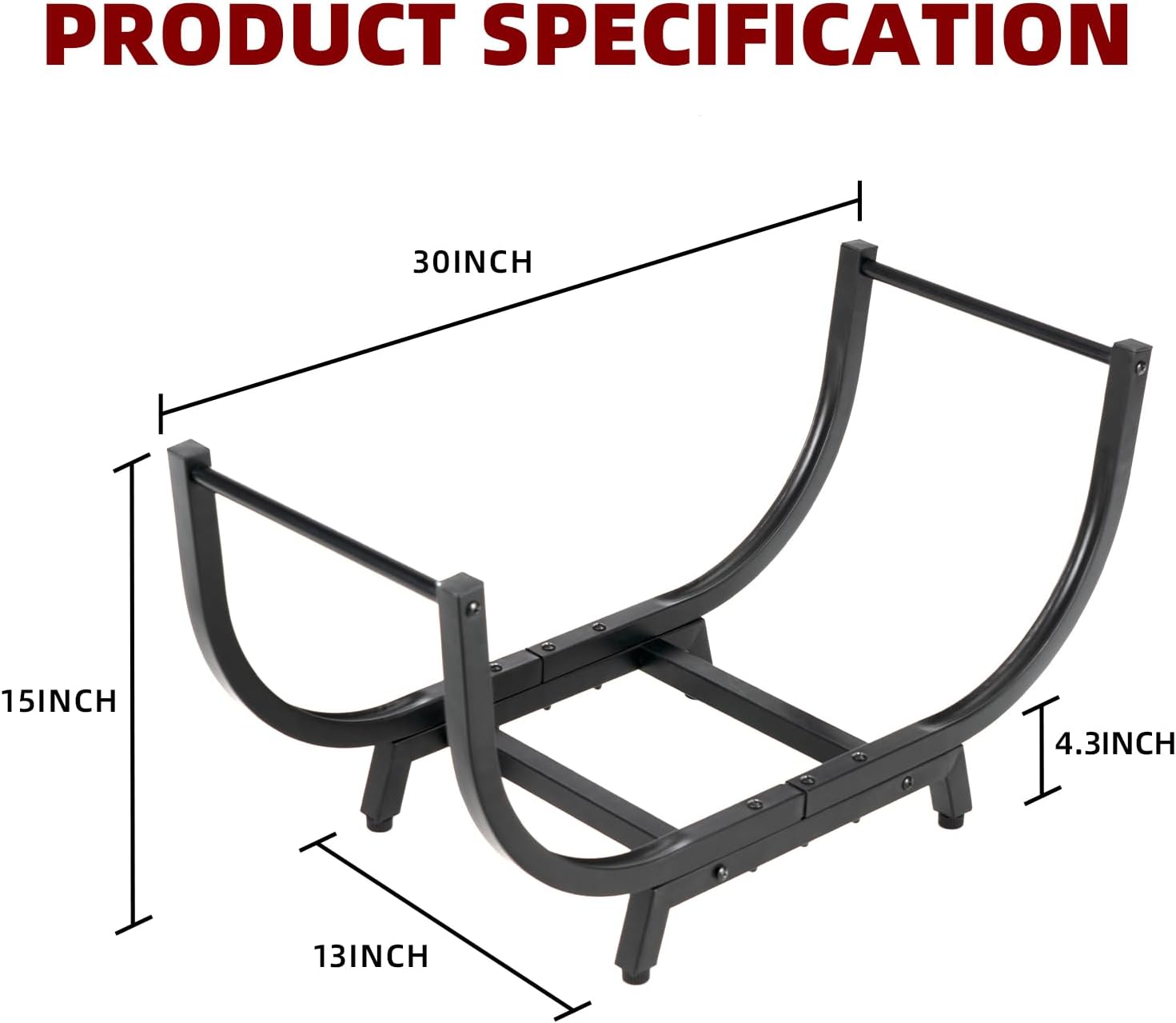 30INCH Firewood Rack for Outdoor&Indoor,Heavy Duty Stable Log Holder for Fireplace Wood,Durable Metal Wood Storage Rack