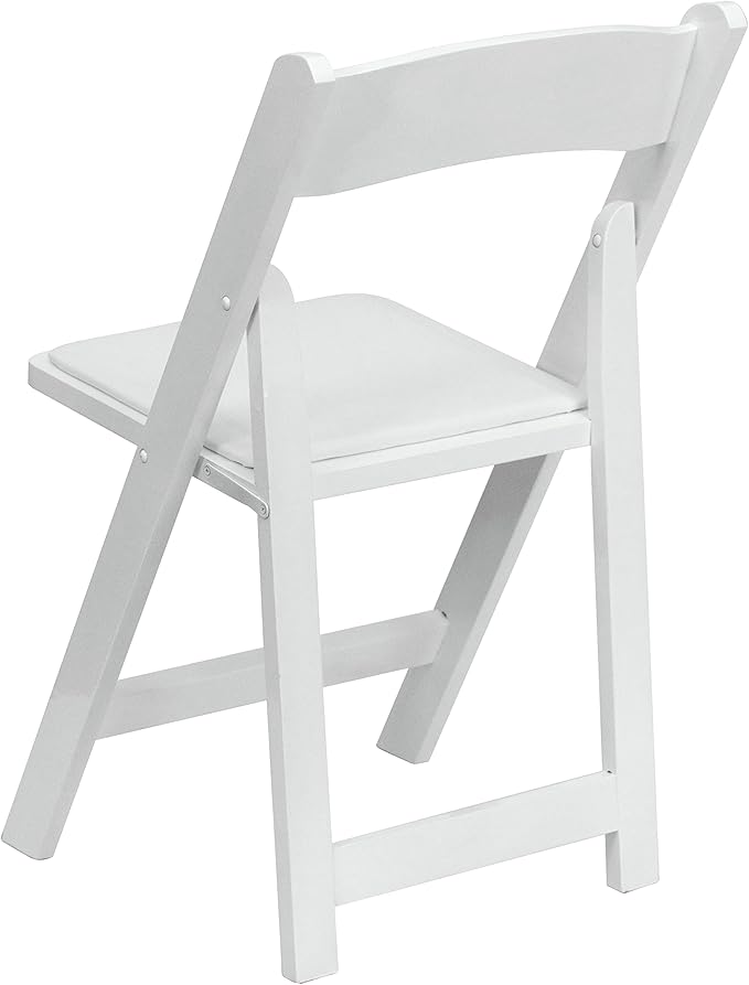 Flash Furniture 2 Pack HERCULES Series White Wood Folding Chair with Vinyl Padded Seat