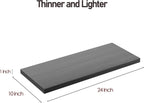 Wall Shelf Set of 3,Dark Wood Floating Shelves 24 in W x 10 in D x 1 in H, Wooden Floating Wall Shelf with Invisible Brackets for Living Room/Bedroom/Bathroom/Kitchen Storage and Decor