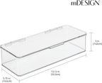mDesign Long Plastic Playroom/Gaming Storage Organizer Box Containers with Hinged Lid for Shelves or Cubbies, Holds Small Toys, Building Blocks, Puzzles, Markers, Controllers, Crayons, 2 Pack, Clear