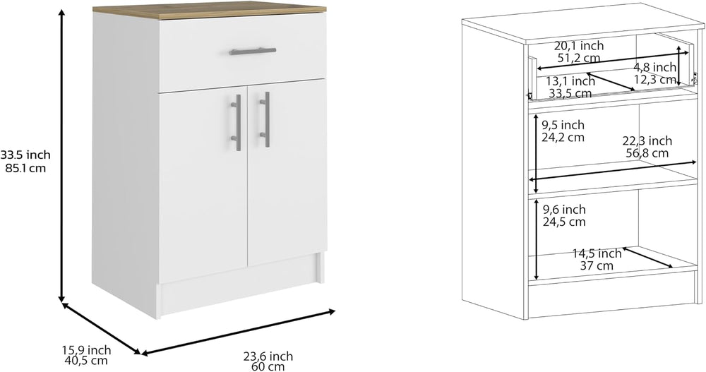 Modern Kitchen Pantry, Storage Cabinet with 1 Drawer, Particle Board, White +...
