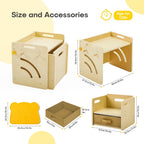 Montessori Table and Chair Set - Adjustable Toddler Weaning Table with Storage Box & Table Mat, Baby Furniture Gift for 1-3 Year Old Kids Learning, Play and Mealtime