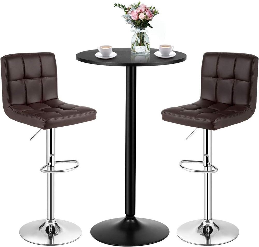 COSTWAY 3-Piece Bar Table Set, Counter Height Table Set with 2 Bar Stools | R...