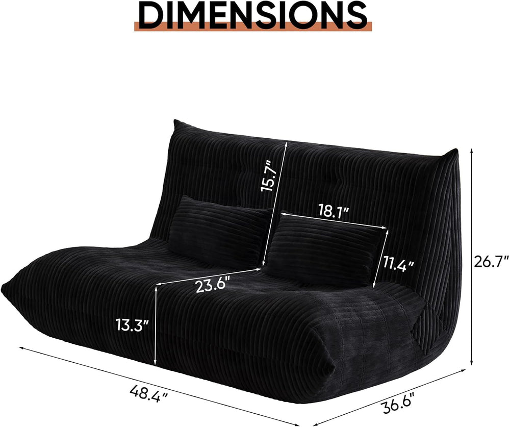Bean Bag Chair with Pillow, Giant Flannal Memory Foam beanbags Lazy Sofa for ...