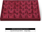 Velvet Necklace Display Tray, Stackable 24 Grid Insert Pendant Necklaces Storage Holder Plate, Jewelry Retail Countertop Organizer (Red)