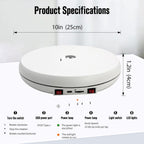 JAYEGT Motorized Rotating Display Stand with LED Light , 10 inch /55lbs Load, 360 Degree Electronic Photography Turntable for Products Shows, Jewelry, Crystal Art ，Watch, 3D Models (White / 5 Colors