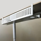 AEONS Under Desk Cable Management Tray Kit - Horizontal Adjustable up tp 41” Desk Organizer Removable C Clamp Mount Reversiable Computer Cord Raceway and Modesty Panel for Large Table, White/Beige