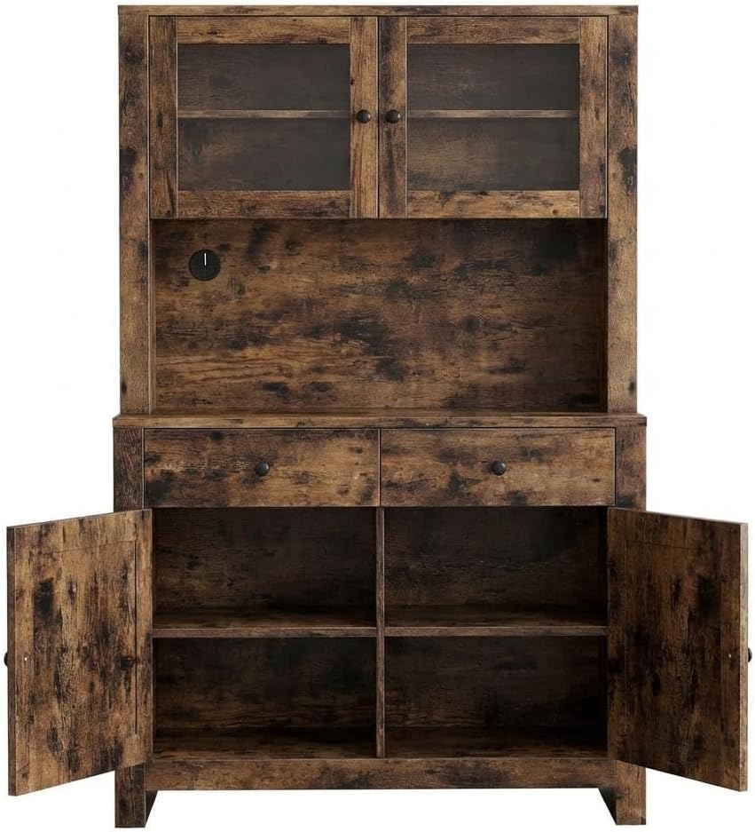 IDEALHOUSE 63" Kitchen Pantry Cabinet with Drawers, Hutch Cabinet with S...