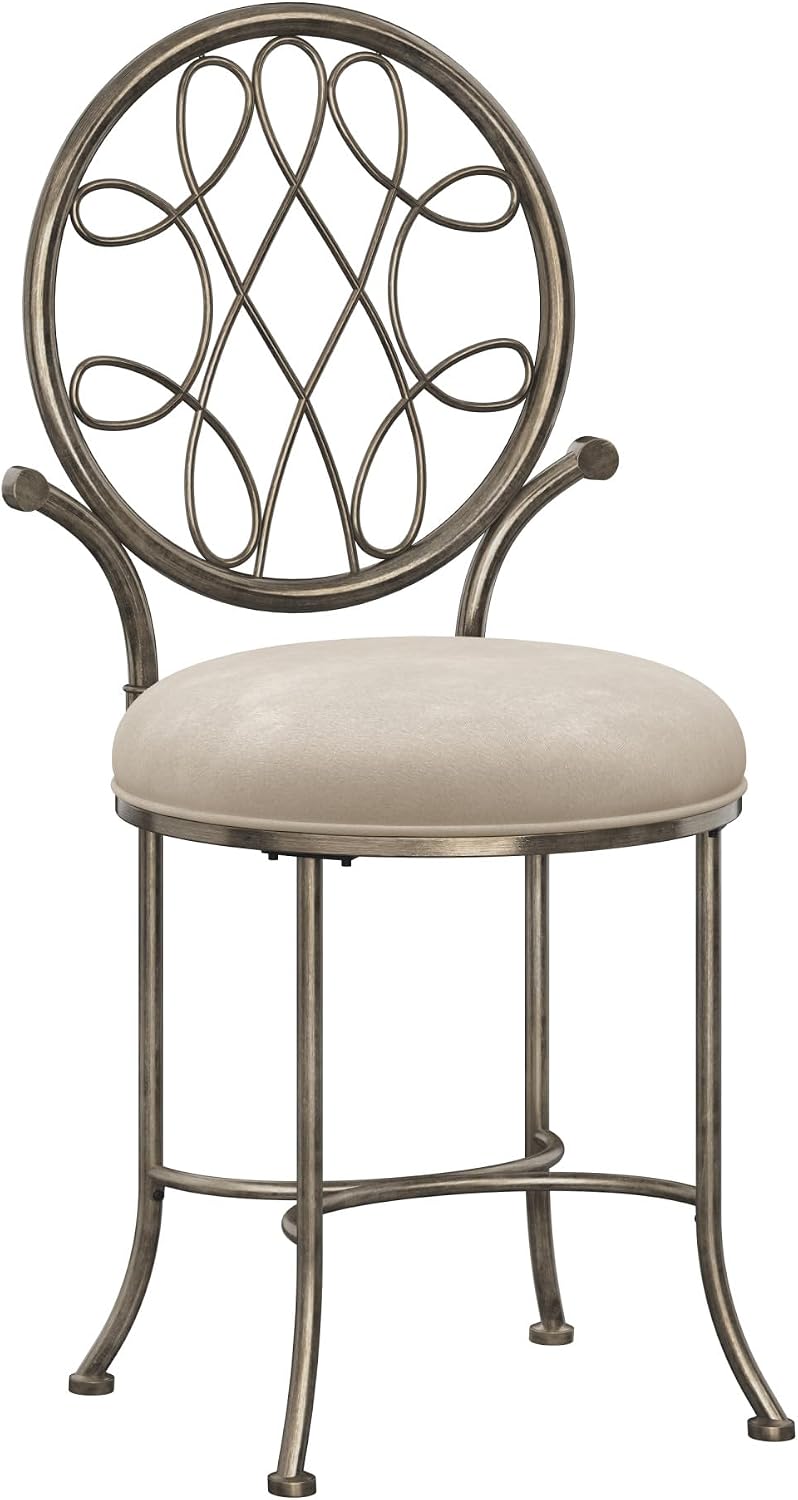 Hillsdale O'Malley Metal Vanity Stool with Spiral Pattern Design, Antique...