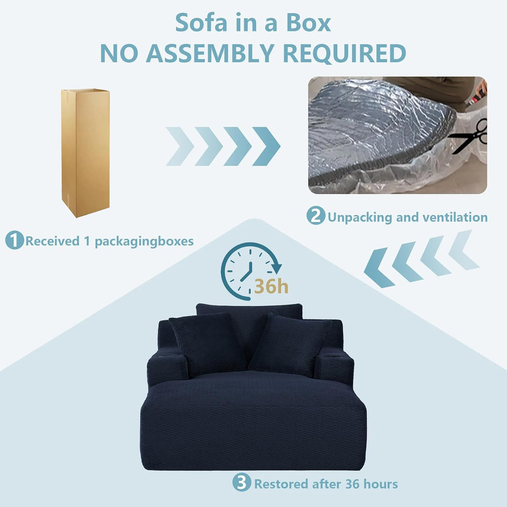 49.2"Oversized Chaise Lounge Chair Indoor,Faux Fur Reading Chair with Cu...