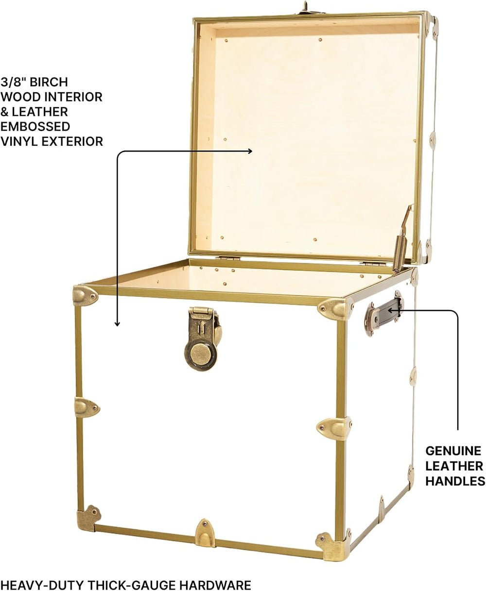 Rhino Classic College Dorm Cube Trunk, Antique Brass Storage Chest, Bench | 1...