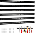 18" Magnetic Tool Holder Strip, 6 Pack Magnet Bar with Mounting Screws, Heavy Duty Magnetic Strips Tool Organizer for Garage Shop Workbench Kitchen Organization (Black)