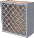Solid Wood RTA Wine Bottle Rack Wall Cabinet with Lattice Panels - Bottle Holder Storage for Bar, Pantry, or Wine Cellar - Mocha Finish Countertop Solution (Gray, 24'W 12'D 30'H)