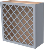 Solid Wood RTA Wine Bottle Rack Wall Cabinet with Lattice Panels - Bottle Holder Storage for Bar, Pantry, or Wine Cellar - Mocha Finish Countertop Solution (Gray, 24'W 12'D 30'H)