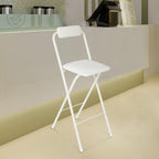 70cm Tall Adjustable Folding Bar Stool with Backrest - Portable Foldable Stool Chair for Kitchen, Outdoor & Commercial Use (1-Pack, Space Saving Design)‌ (White)