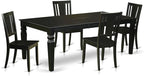 East West Furniture LGDU5-BLK-W 5 Piece Dining Set Includes a Rectangle Dining Table with Butterfly Leaf and 4 Kitchen Chairs, 42x84 Inch, Black