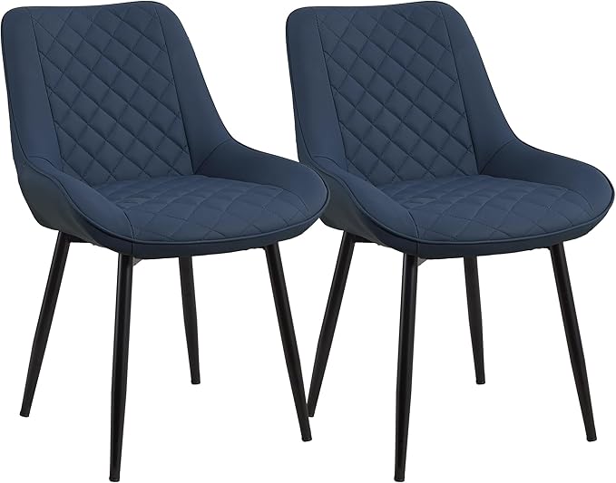 Dining Chair Set of 2, Modern Dining Chairs with Thick Cushions, Faux Leather...