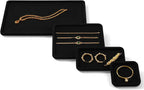 Microfiber Jewelry Display Flat Tray for Rings Earrings Necklace Bracelet, Jewelry Photograph Display Catchall Organizer Tray Dish(S,Black)