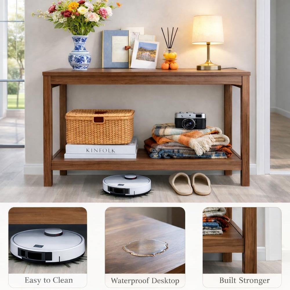 47" Entryway Table, Narrow Console Sofa Table, with Outlets and USB-C Po...