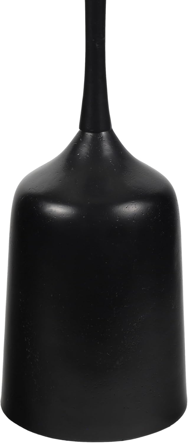 JONATHAN Y Pip Modern Round Marble Drink Table with Antique Black Bell-Shaped...