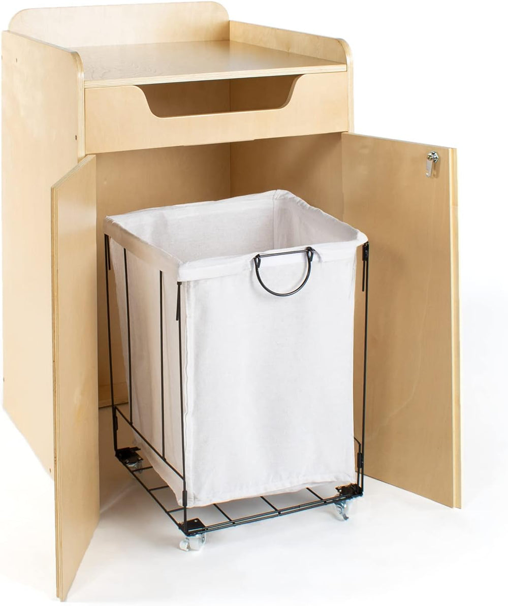 Guidecraft Library Book Drop - Wooden Rolling Books and Media Storage Unit wi...