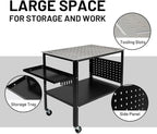 Welding Table 36''x24'' Portable Steel Cart, 1200 lbs Load Capacity Welding Workbench Table Welding Table Top with 5/8" Holes and Adjustable Wheels, Welding Cart for Welding Sawing