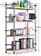 Microwave Shelf with 4 Levels, Metal Frame and Hooks, for Kitchen Storage, 60 cm Height