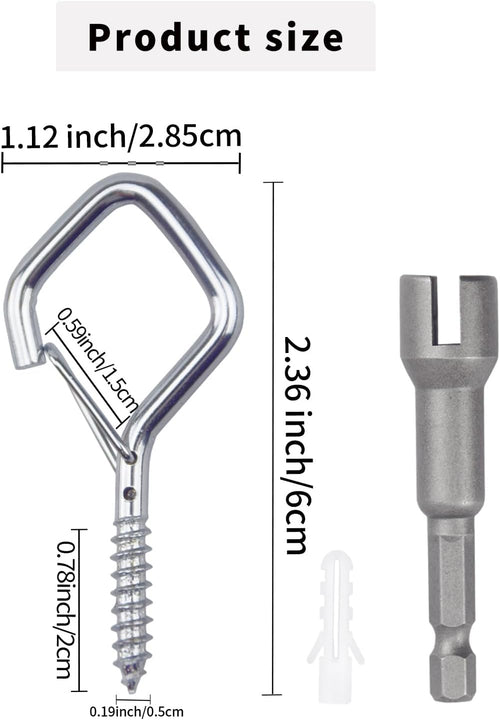 100 PCS Silver Eye Screw Hooks for Hanging Heavy Duty with Safety Buckle.Metal Ceiling Hooks for Hanging Plants Cup Wind Chime Bird Feeders Patio Lights at Indoor&Outdoor