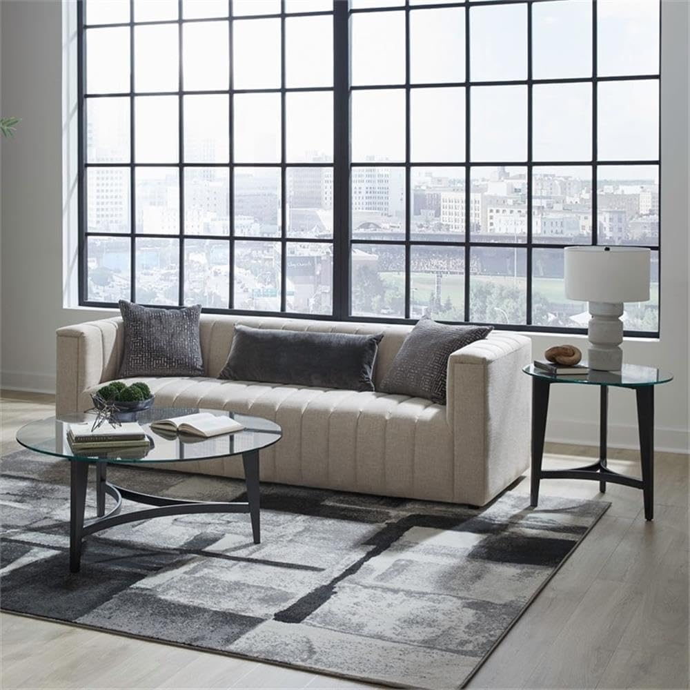 Pemberly Row 3 Piece Metal and Glass Coffee Table Set, Espresso Finish, Inclu...