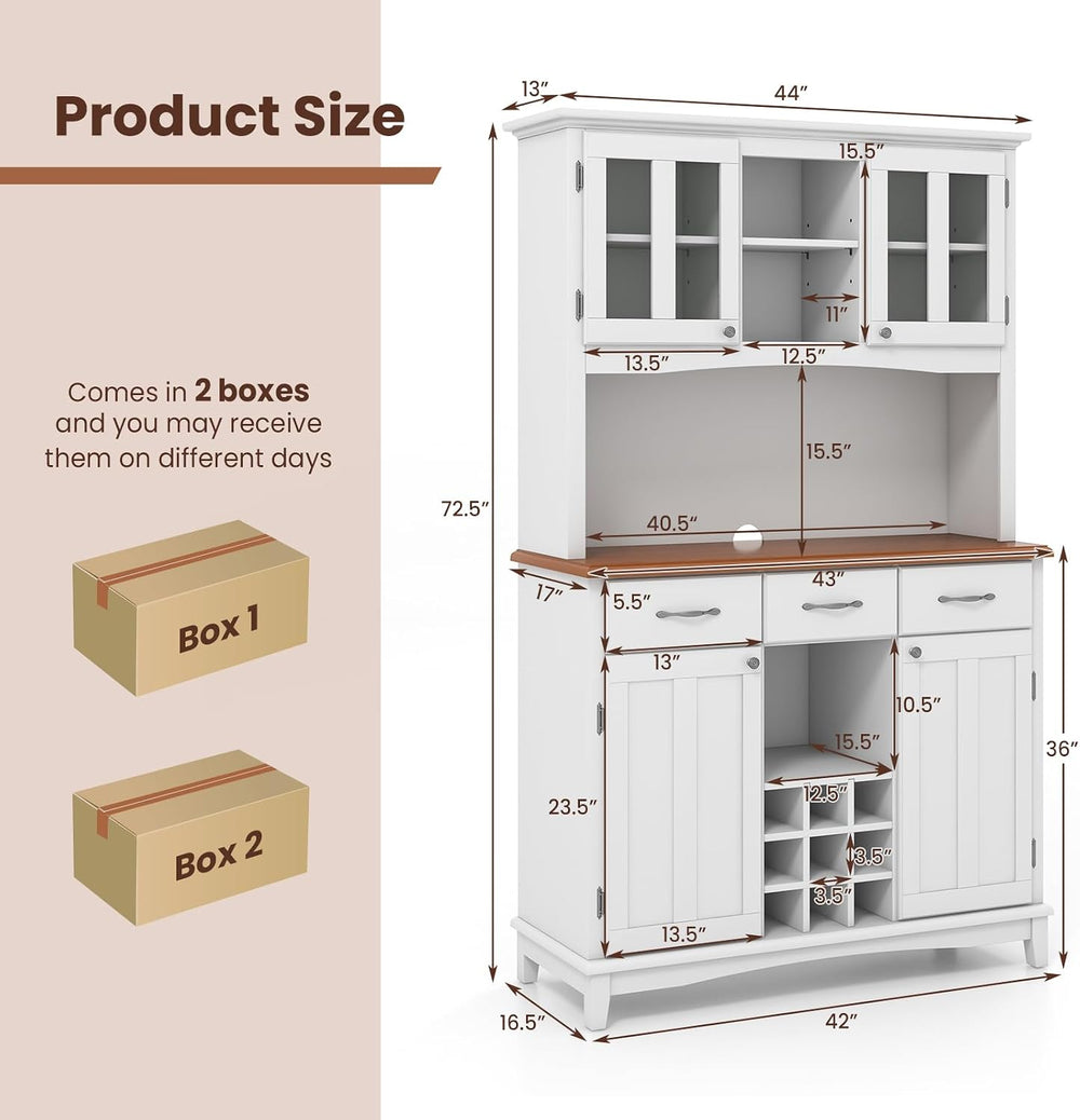 PETSITE Kitchen Pantry Storage Cabinet, Freestanding Microwave Cupboard with ...