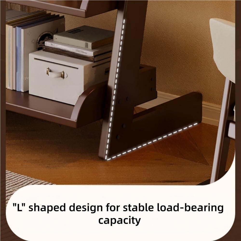 5-Tier Solid Wood Ladder Bookshelf with Modern L-Shaped Legs, Multifunctional Leaning Storage Shelf for Living Room, Bedroom & Home Office Organization