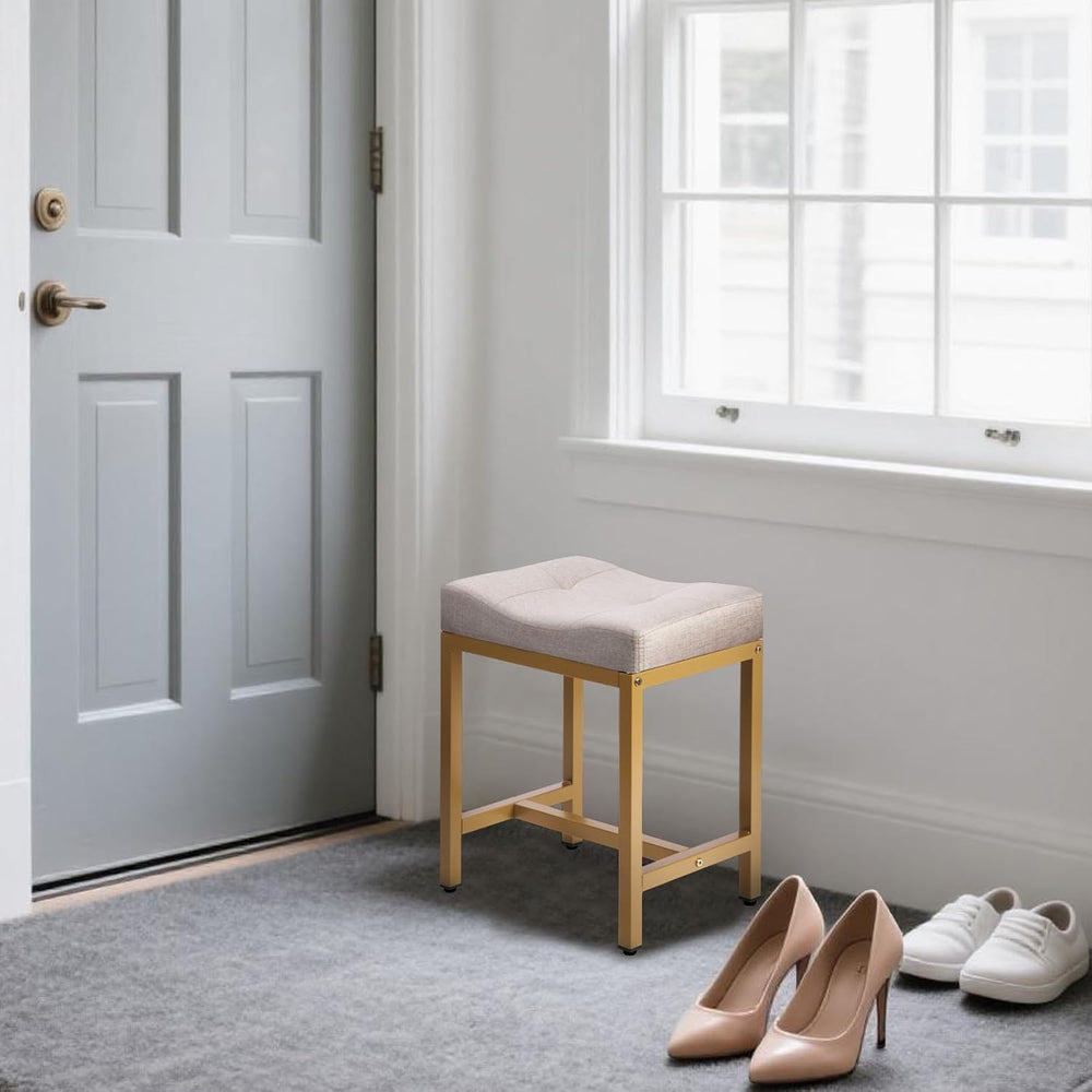 Saddle Seat Vanity Stool, Makeup Stool Chair with Metal Leg, U-Shaped Ottoman...