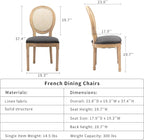 French Country Dining Chairs Set of 8, Gray Kitchen & Dining Room Chairs Set of 8, Rattan Dining Chairs, Cane Back, Wood Legs, Sillas De Comedor (Rattan, Grey, 8Pcs)