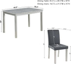 Dining Table Set for 4, 5-Piece Dining Room Table Set with Rectangular Crystal Decoration Table & 4 Upholstered Backrest Chairs, Counter Height Kitchen Sets with MDF Tabletop, Grey