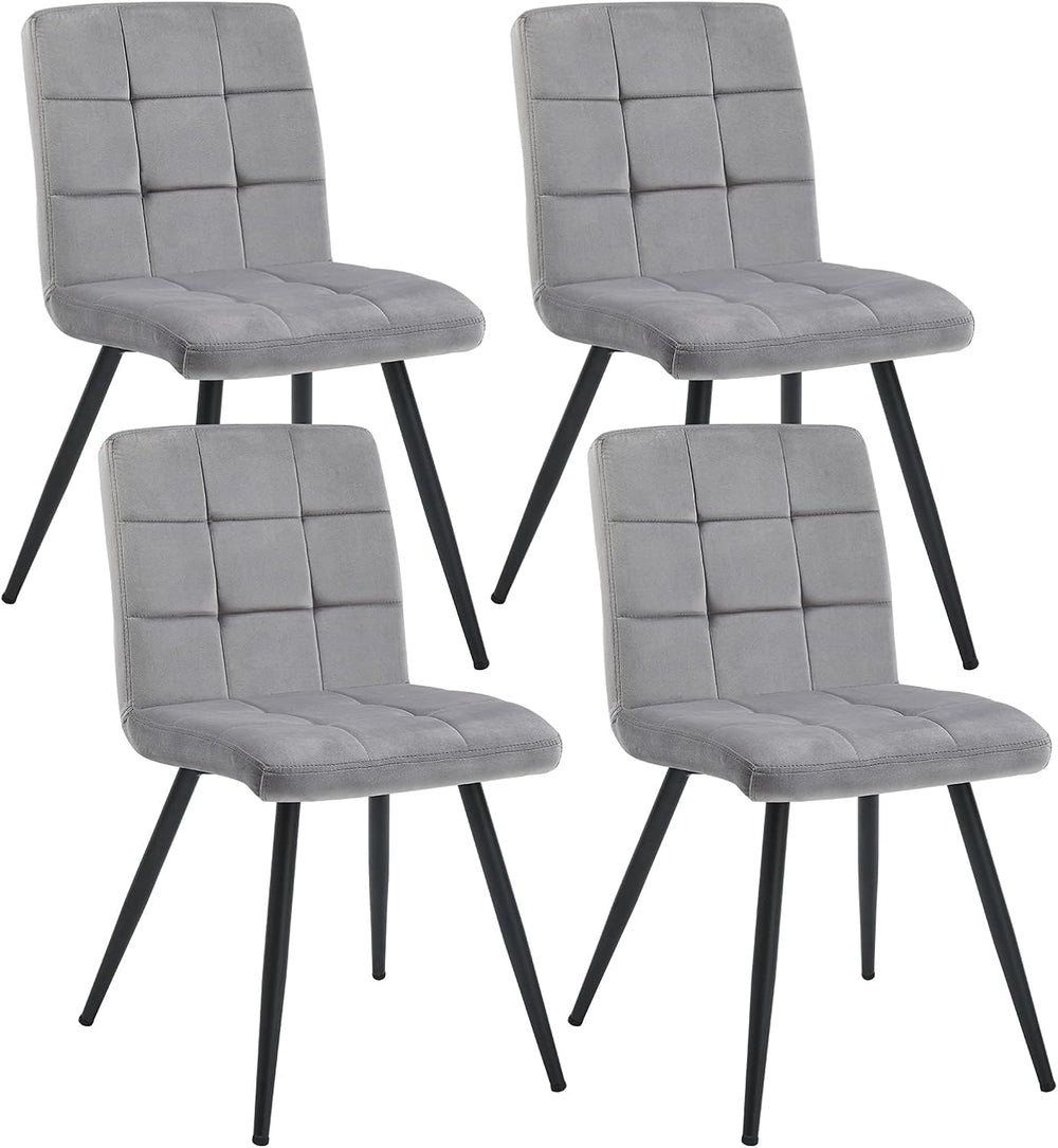 DUHOME Fabric Dining Chairs Set of 4, Black Metal Leg Accent Chairs Grey | So...