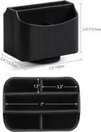 PU Leather Remote Control Holder, 360 Degree Rotating Desk Organizer Storage Table Remote Caddy, Spinning Bedside Organizer Nightstand Organizer for Desktop Office Home Black