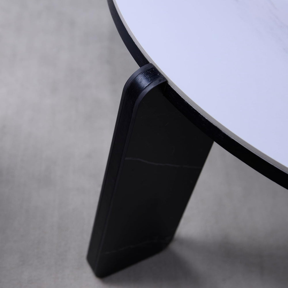 Nesting Tables for Living Room, White Sintered Stone Set | Faux marble coffee...