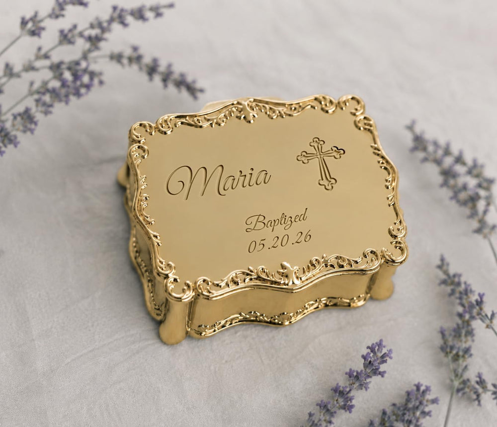 Cherished Moments Personalized Baptism Rectangle Jewelry Box