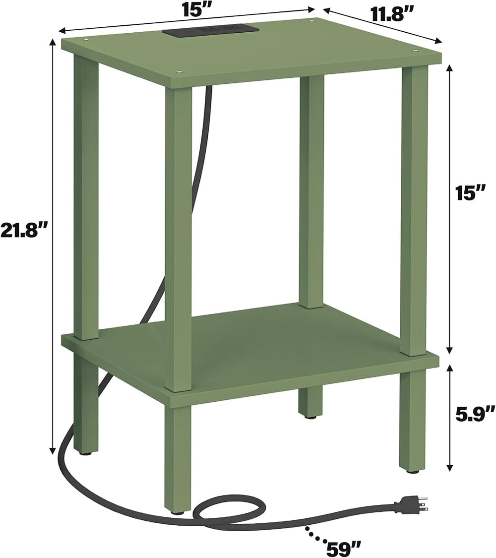 TUTOTAK End Table with Charging Station, Small Side Table with Outlets, Night...