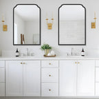 20X30 Inch Black Metal Framed Bathroom Mirror for Wall, Matte Black Bathroom Vanity Mirror, Rectangular Rounded Decor Mirror Anti-Rust, Tempered Glass (Black 20" x 30")