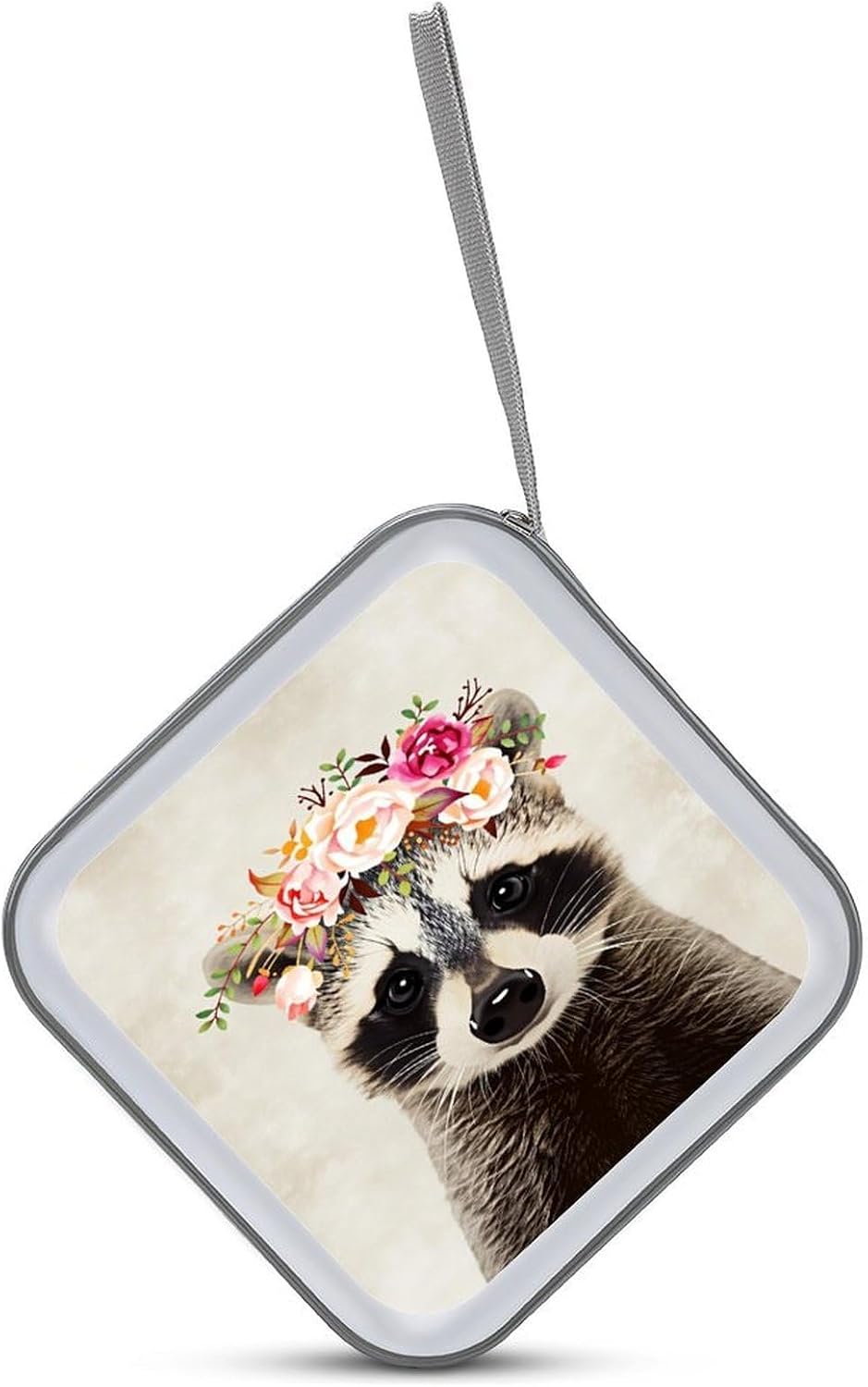 Funny Raccoon CD Case for 40 Discs, 6.1" Portable CD/DVD Storage Holder with Zipper, Protective Sleeves for Home & Travel