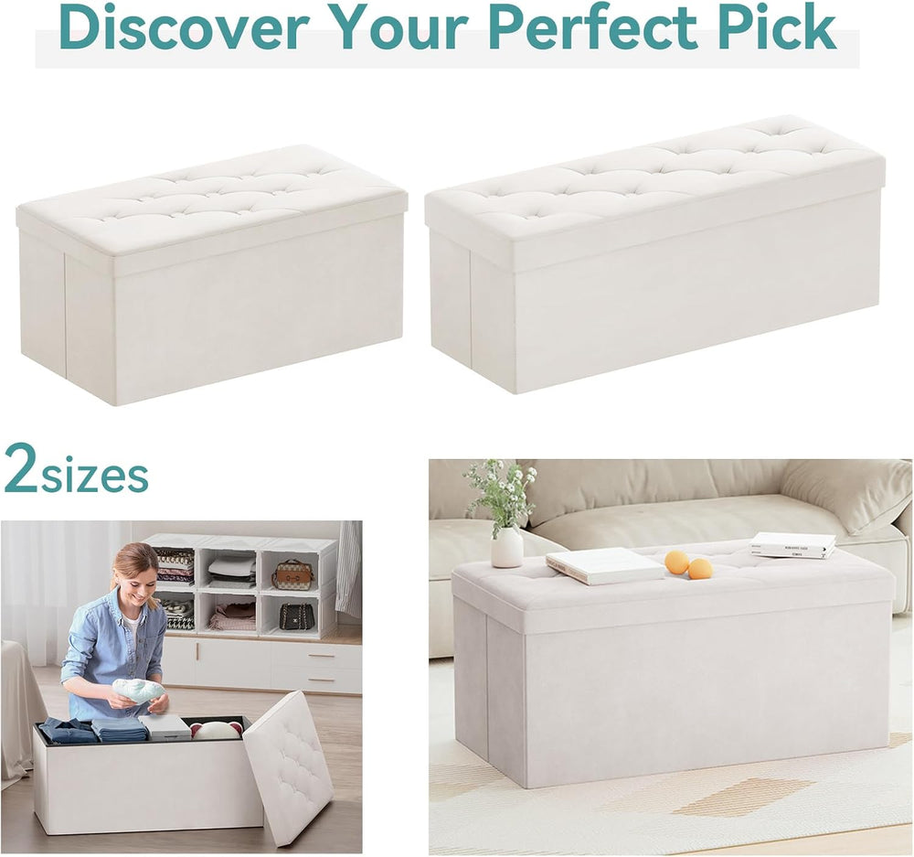 BRIAN & DANY Folding Storage Ottoman Bench, Ottoman with Storage, Foot Re...