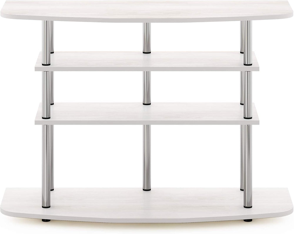 Furinno Frans Turn-N-Tube TV Stand for TV Size up to 43 Inch, 4-Tier, White Oak