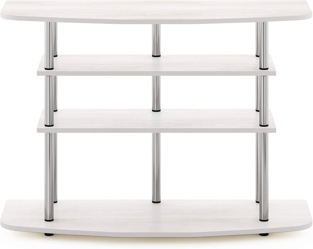 Furinno Frans Turn-N-Tube TV Stand for TV Size up to 43 Inch, 4-Tier, White Oak