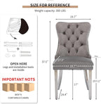 Mid Century Modern Dining Chairs Set of 8, Grey Velvet Upholstered Tufted Back, Kitchen & Dining Room Chairs, Brushed Silver Metal Legs, Nailhead Trim, Sillas para Comedor (Gray, 8 Pcs)